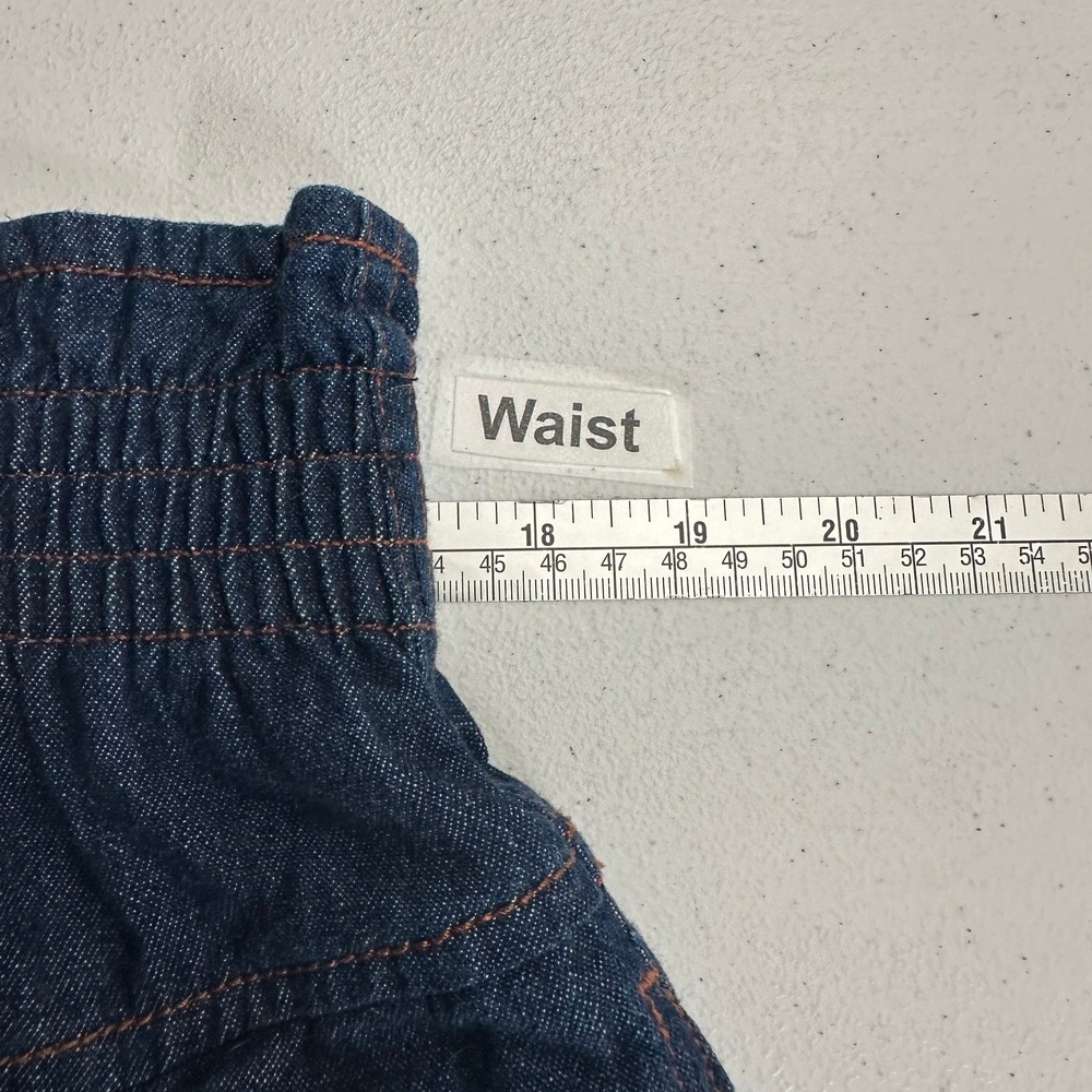 Womens Vintage Minimalist Maxi Denim Skirt Size 16 Modest Smocked Waist Blue - Picture 6 of 8